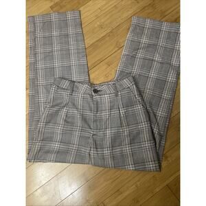 H&M Divided Grey Plaid Stretch Dress Pants Scandinavian Chic Capsule Sz Med